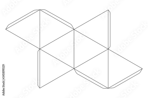 Paper octahedron template, trim scheme on white photo
