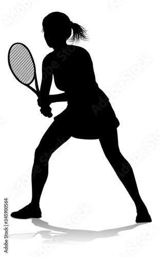 A tennis player woman female sports person in silhouette