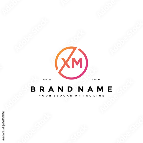 letter XM logo design vector photo