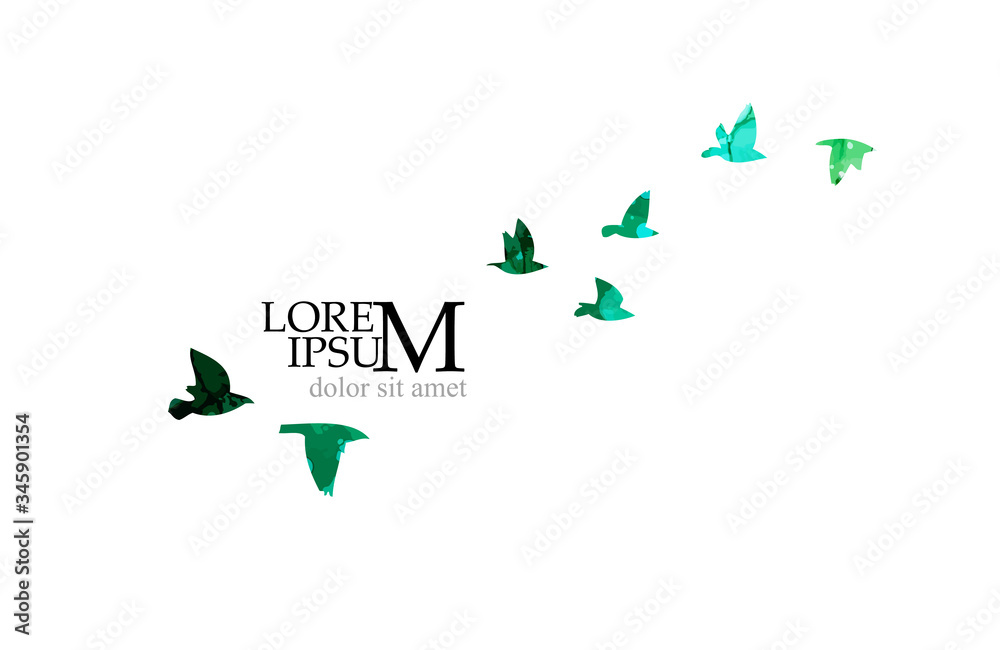 Multi-colored birds. A flock of flying rainbow birds. A lot of soaring birds. Mixed media. Vector illustration Multi-colored birds. A flock of flying rainbow birds. A lot of soaring birds. Mixed media. Vector illustration