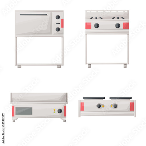 Vector design of kitchen and industrial symbol. Collection of kitchen and equipment stock symbol for web.