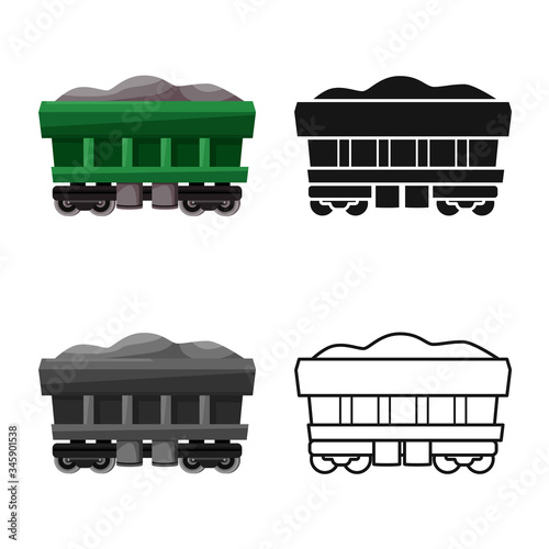 Vector design of wagon and cargo symbol. Web element of wagon and coal stock vector illustration.