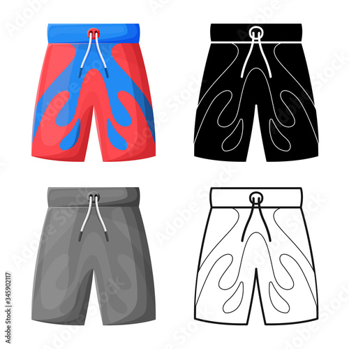 Isolated object of shorts and beachwear icon. Web element of shorts and underpants stock vector illustration.