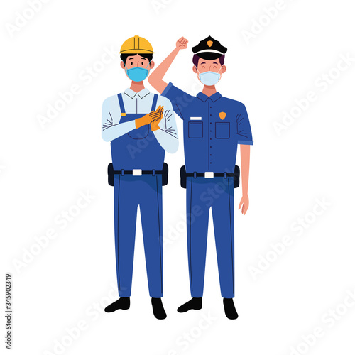 male workers using face masks for covid 19