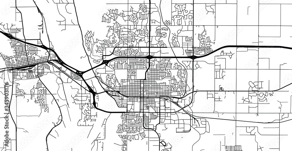 Urban vector city map of Bismarck, USA. North Dakota state capital