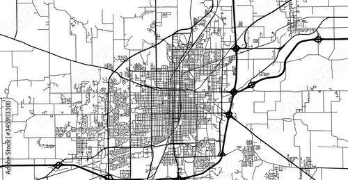 Urban vector city map of Springfield, USA. Illinois state capital