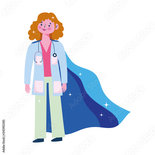 thanks doctor, female physician character with superhero cape
