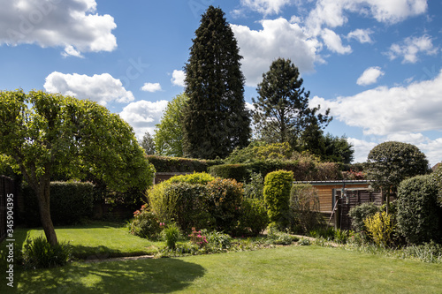 A typical English back garden in springtime