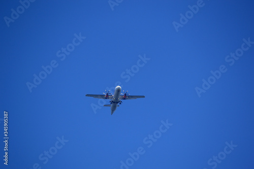 Air Plane is flying in blue sky 