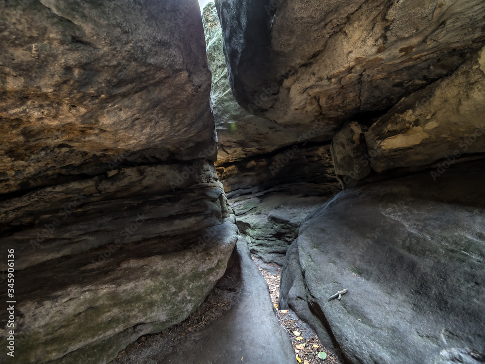 Unique rock formation, Errant Rocks of the Table Mountain National Park, Poland