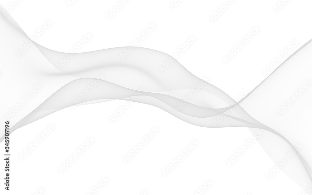 White abstract background. Fluttering white scarf. Waving on wind white fabric. 3D illustration White abstract background. Fluttering white scarf. Waving on wind white fabric. 3D illustration