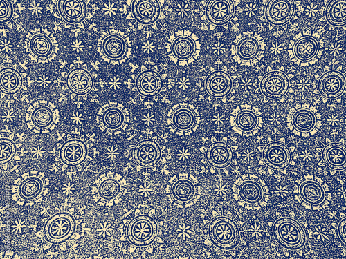 Vector illustration of ornamental mosaic fragment on wall old monument in Ravenna city in Tuscany