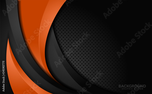 Modern orange and black contrast corporate waves background.