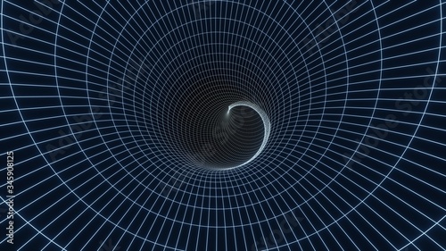 Fototapeta Naklejka Na Ścianę i Meble -  Pipe,Long dark Tunnel with futuristic light.3D rendering