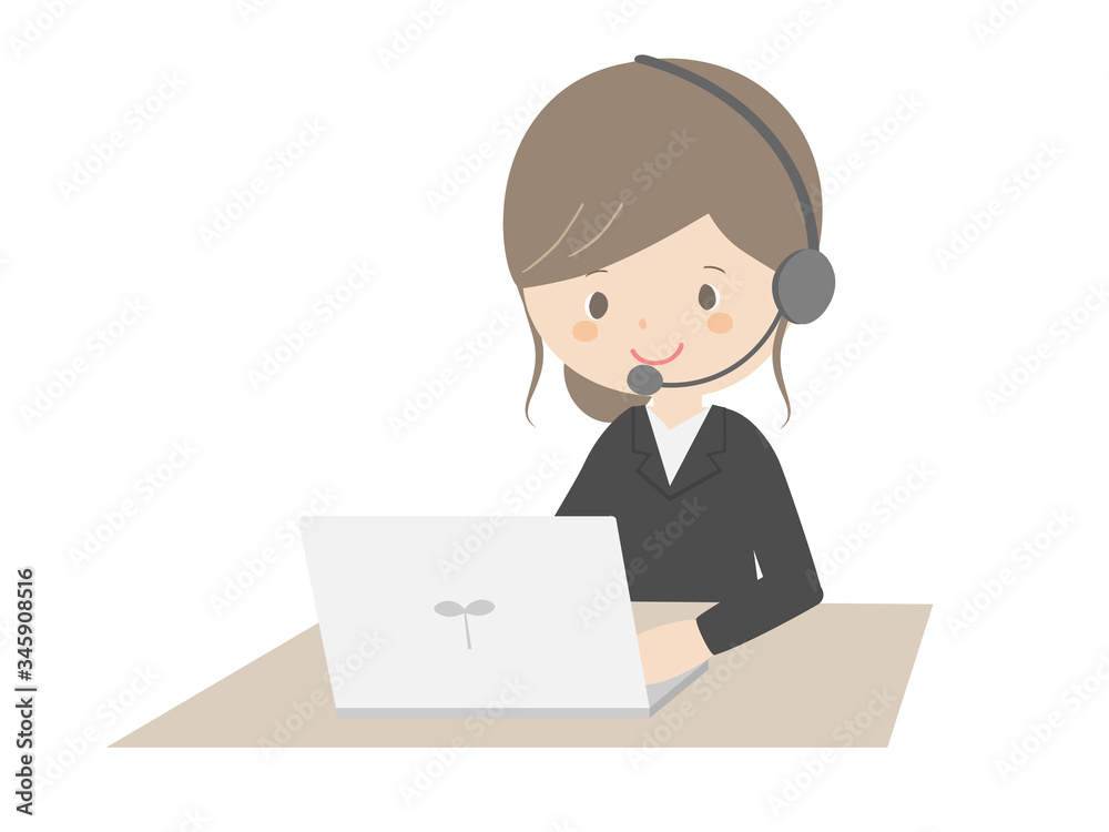 Business woman wearing a headset to work Business woman wearing a headset to work