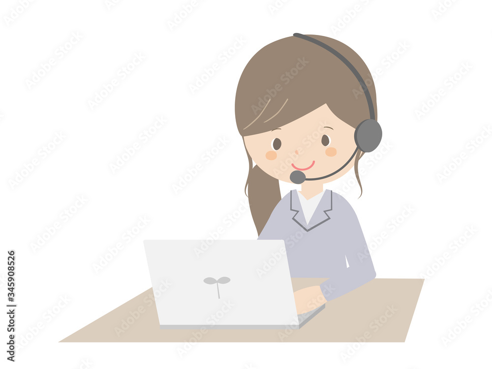 Business woman wearing a headset to work Business woman wearing a headset to work