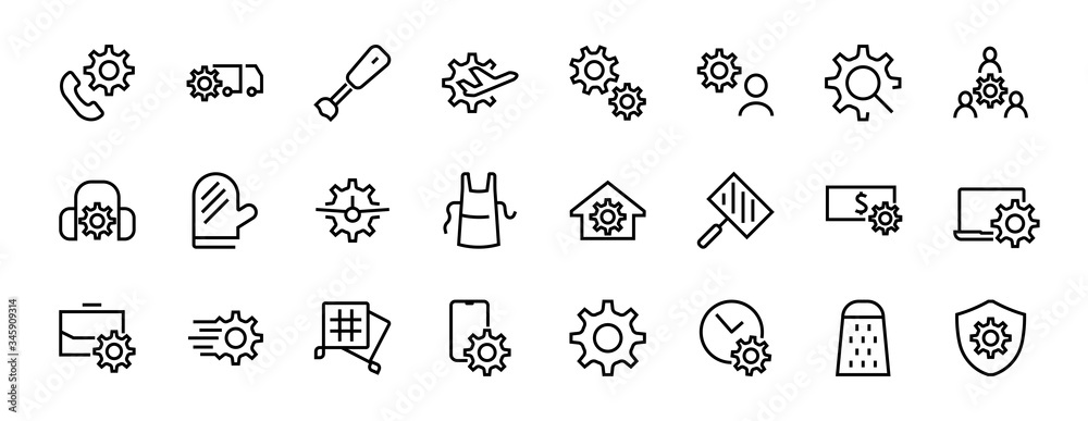  A simple set of settings and options related to Vector Line Icons. Contains icons such as set time, business, phone, and more. Editable Stroke.. 480x480