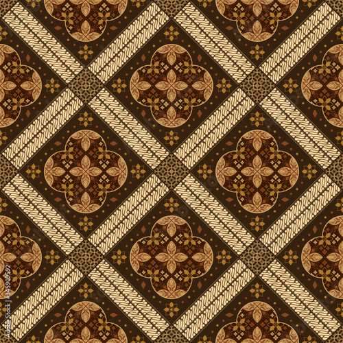Simple java batik floral pattern with brown color design of seamless