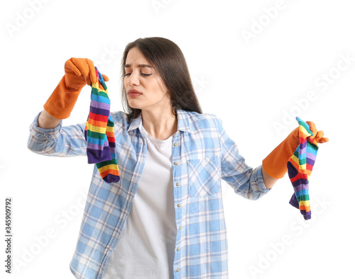 Displeased young woman with...