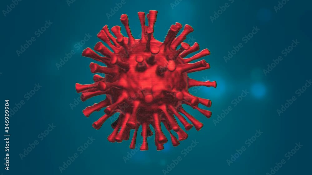 Twitching Covid19 / Coronavirus animated illustration. Blue screen 4K