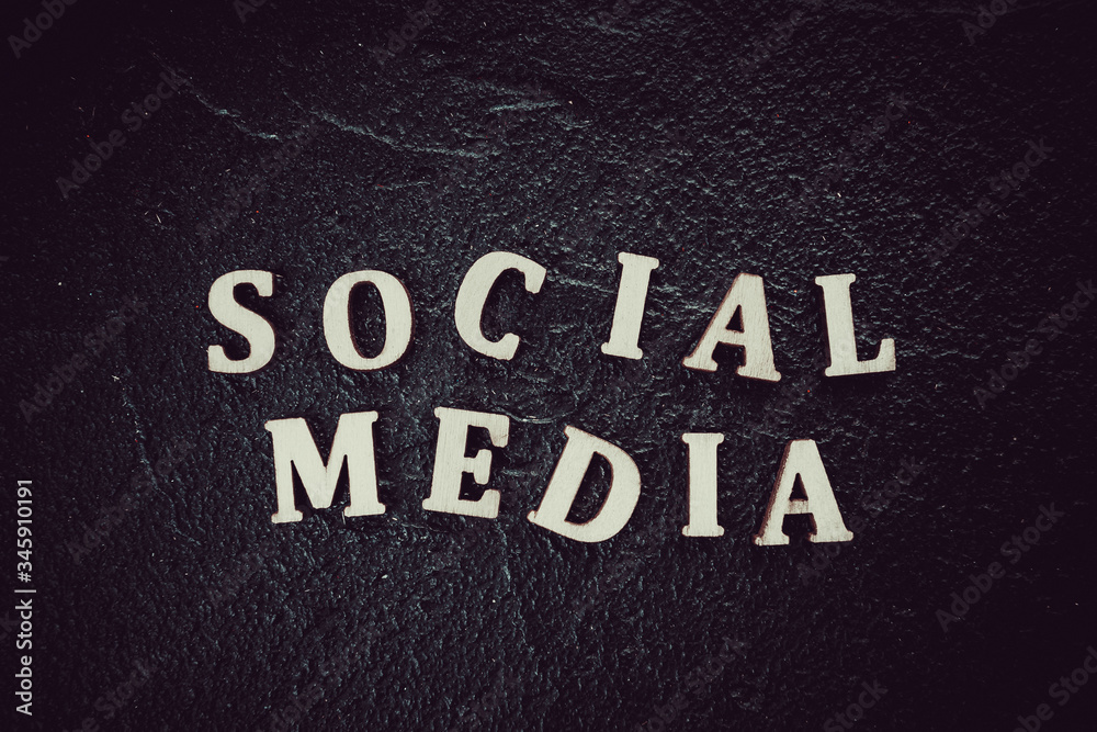 Fototapeta premium Social media text written on black background