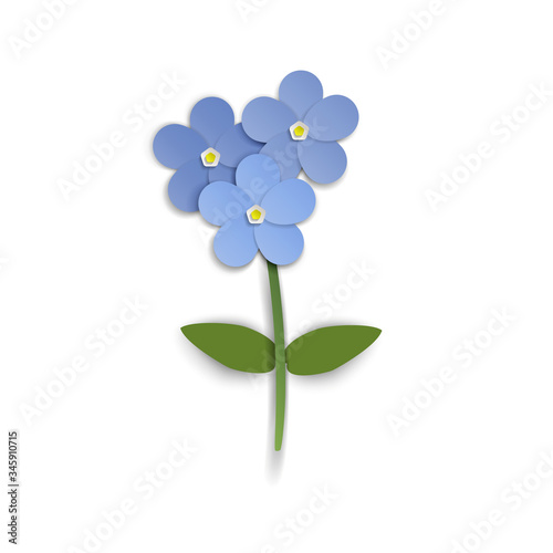 Forget-me blue flower isolated. Vector illustration in paper cut © svetenergy
