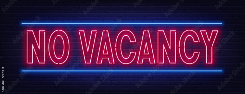 No vacancy neon sign on brick wall background . Stock Vector | Adobe Stock