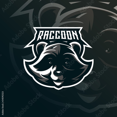 raccoon mascot logo design vector with modern illustration concept style for badge, emblem and tshirt printing. raccoon head illustration.