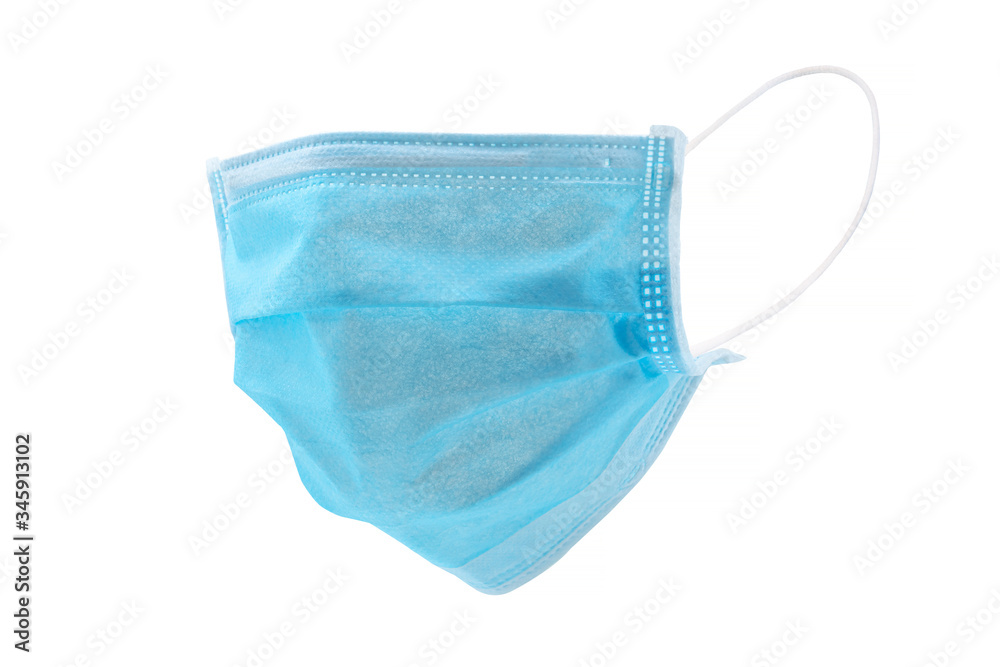 Blue doctor medical mask Anti virus protection face mask with standard to prevent coronavirus COVID-19 white background.Healthcare and medical concept. Blue doctor medical mask Anti virus protection face mask with standard to prevent coronavirus COVID-19 white background.Healthcare and medical concept.