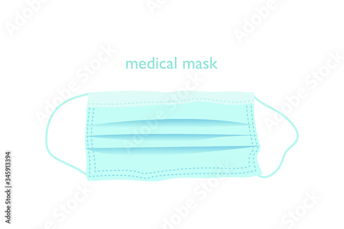 medical breath mask, shielding bandage for protection from virus, allergy, infection. isolated vector illustration on white. novel coronavirus covid 19