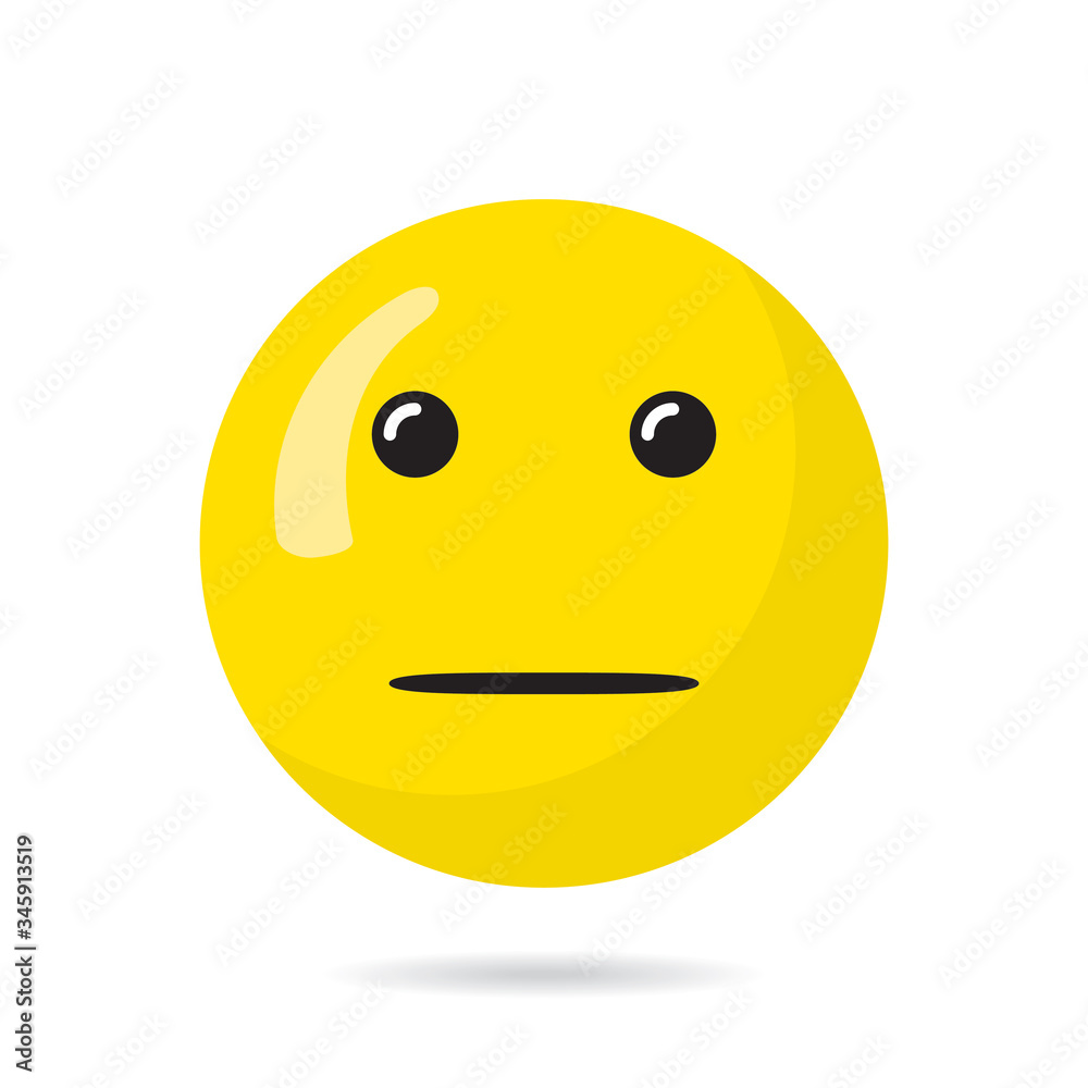 Indifferent Happy Face Cold Emotionless Straight Mouth Circle Template for  Your Purpose - Black and Yellow on White Background - Flat Graphic Design  Stock Vector | Adobe Stock