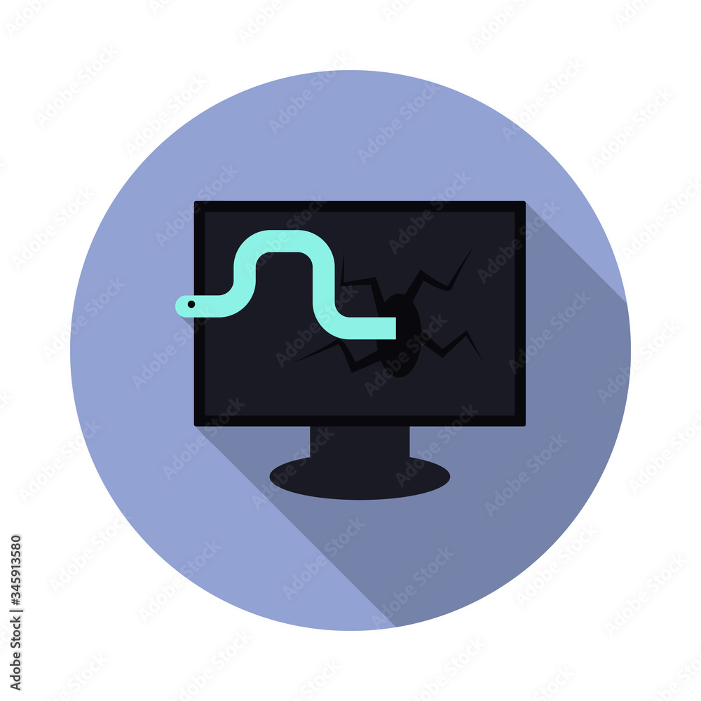 the worm in the computer long shadow icon. Simple color vector of virus and antivirus icons for ui and ux, website or mobile application the worm in the computer long shadow icon. Simple color vector of virus and antivirus icons for ui and ux, website or mobile application