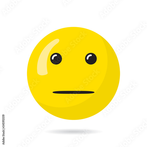 Indifferent Happy Face Cold Emotionless Straight Mouth Circle Template for Your Purpose - Black and Yellow on White Background - Flat Graphic Design