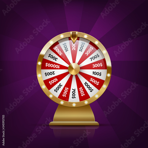 Vector realistic illustration of casino fortune wheel