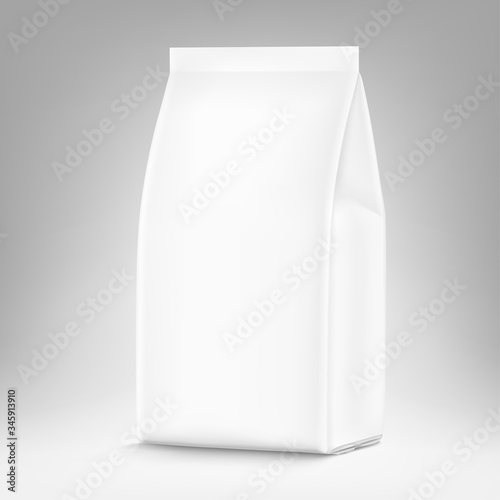 Realistic food bags on grey background. Isometric view. Vector illustration. Can be use for template your design, presentation, promo, ad. EPS 10.	