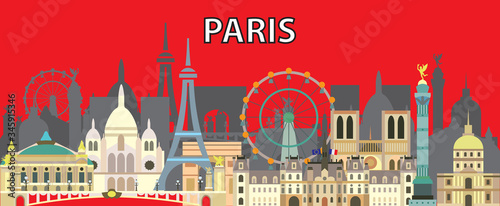 Paris skyline vector 12