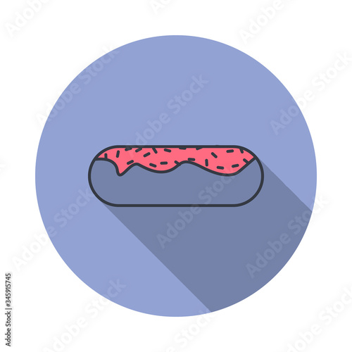 eclair long shadow icon. Simple color vector of web icons for ui and ux, website or mobile application