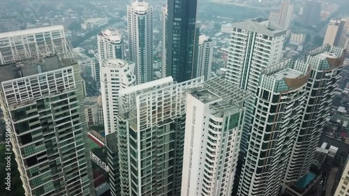 Wallpaper Mural Bangkok, Thailand, Smog Above City Downtown and Residental Apartment Buildings, Drone Aerial View Torontodigital.ca