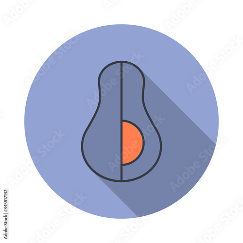 avocado long shadow icon. Simple color vector of web icons for ui and ux, website or mobile application