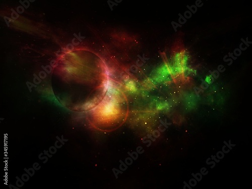abstract space background with stars and earth on dark background - illustration design