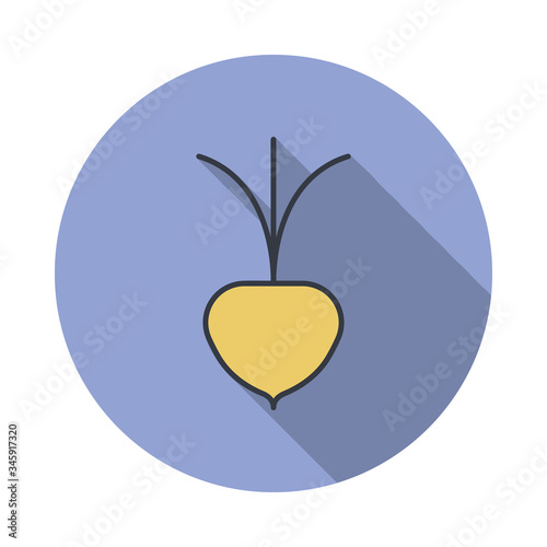 radish long shadow icon. Simple color vector of web icons for ui and ux, website or mobile application