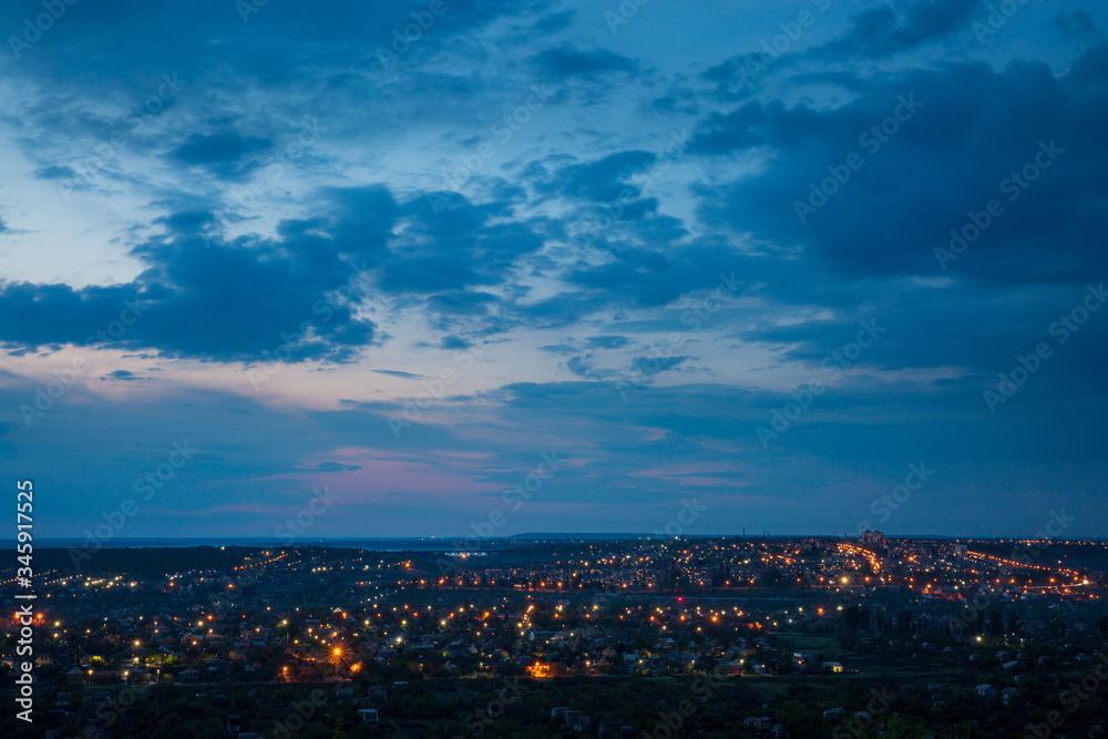 Obraz premium Evening city in eastern europe