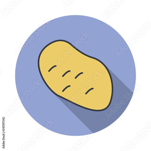 potato long shadow icon. Simple color vector of web icons for ui and ux, website or mobile application