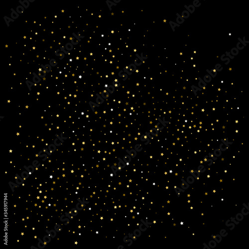 Gold stars. Confetti celebration. Festival decor. Vector.