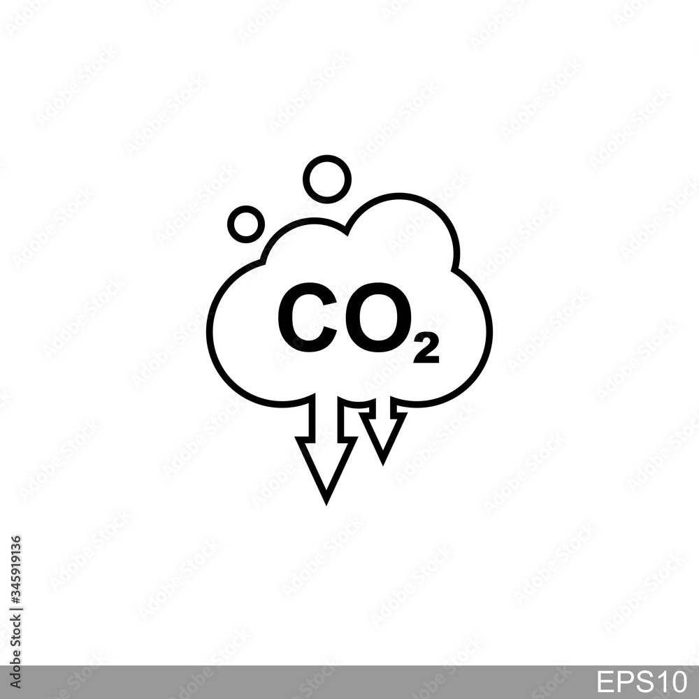 Obraz premium co2, carbon dioxide emissions icon on white background.vector illustration