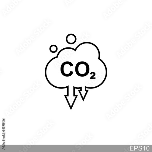 co2, carbon dioxide emissions icon on white background.vector illustration