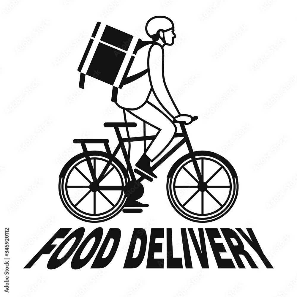 food delivery by Bicycle. black and white food delivery by Bicycle. black and white