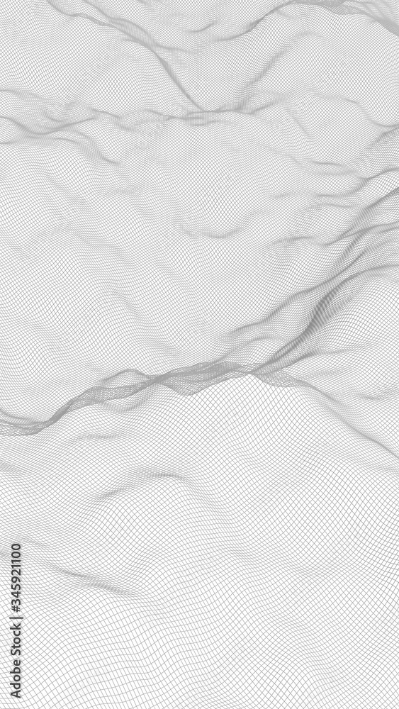 Abstract landscape on a white background. Cyberspace grid. hi tech network. 3d illustration Abstract landscape on a white background. Cyberspace grid. hi tech network. 3d illustration