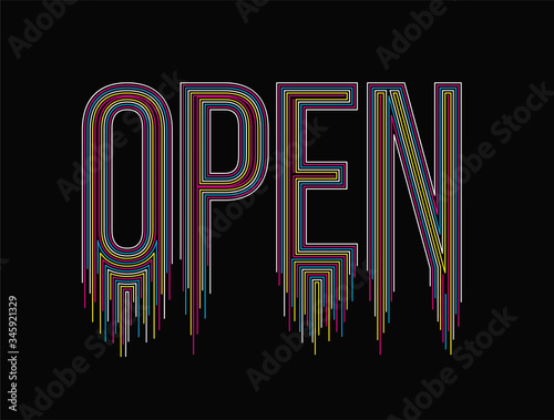 Open Calligraphic line art Text shopping poster vector illustration Design.