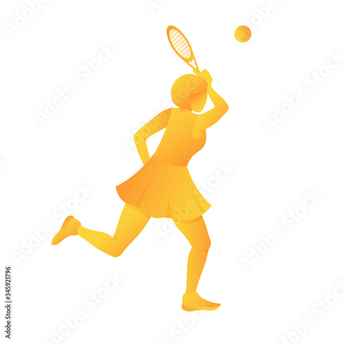  tennis players play with rackets on the court. championship, training. Vector illustration. Winning the sports team competition